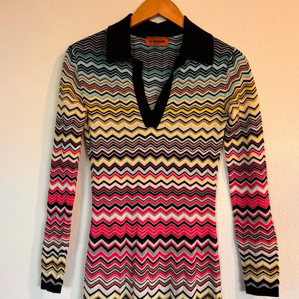 MISSONI Zig-Zag Knit Midi Dress Size Medium 38 (2) - Picture 7 of 8